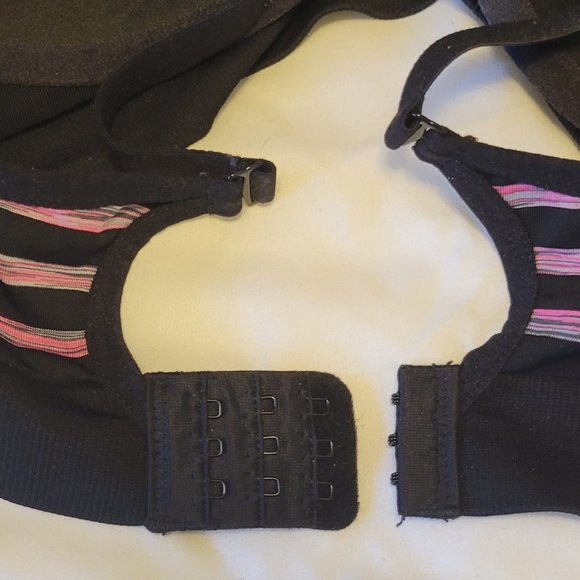 Jockey black with pink stripes wireless padded V neck sports bra sz: M - Picture 4 of 4